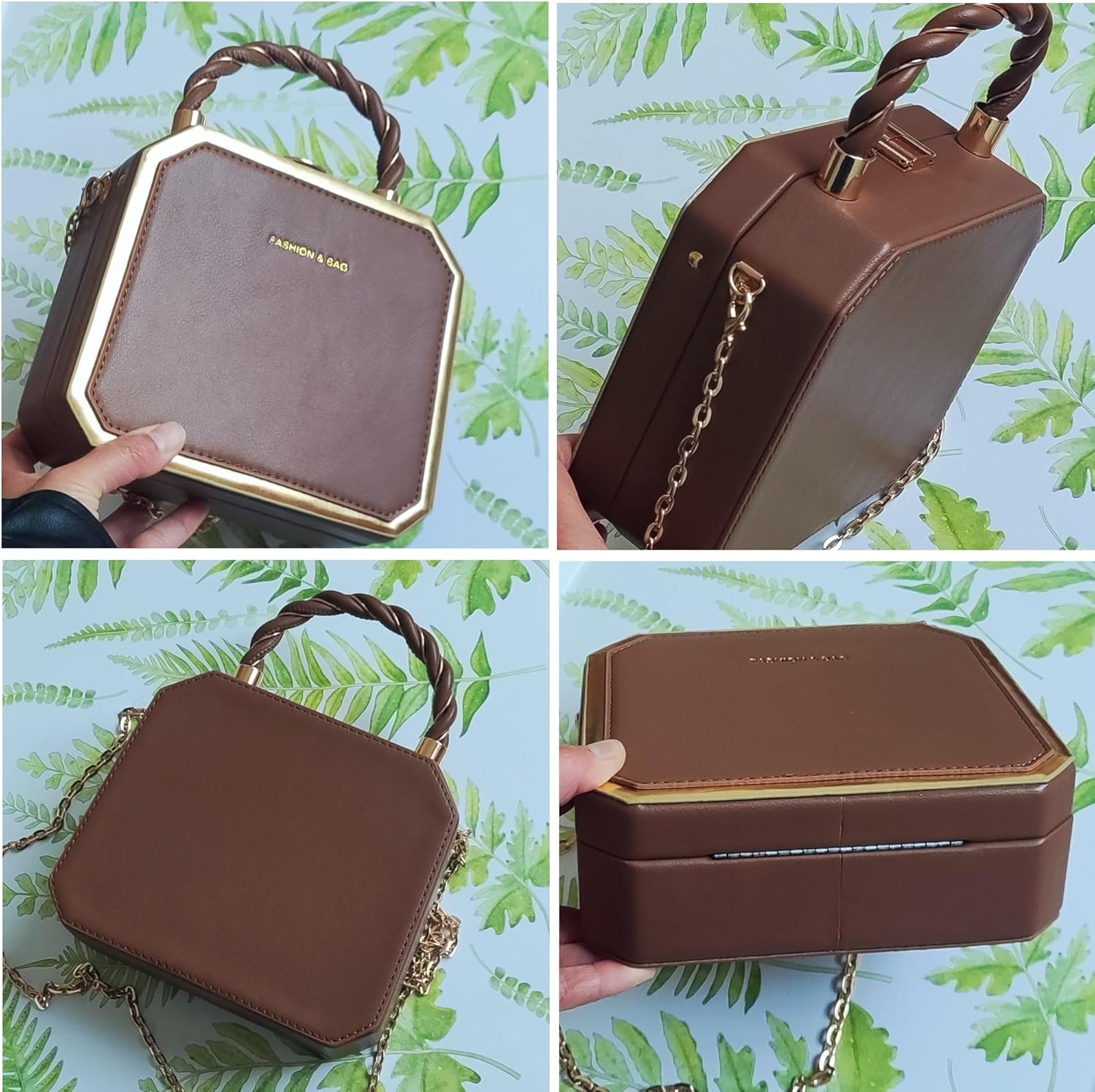 PU Leather Small Square Box Clutch Top Handle Crossbody Shoulder Purse Party Evening Bag for Women | PU Leather, Small, Square, Top Handle, Party