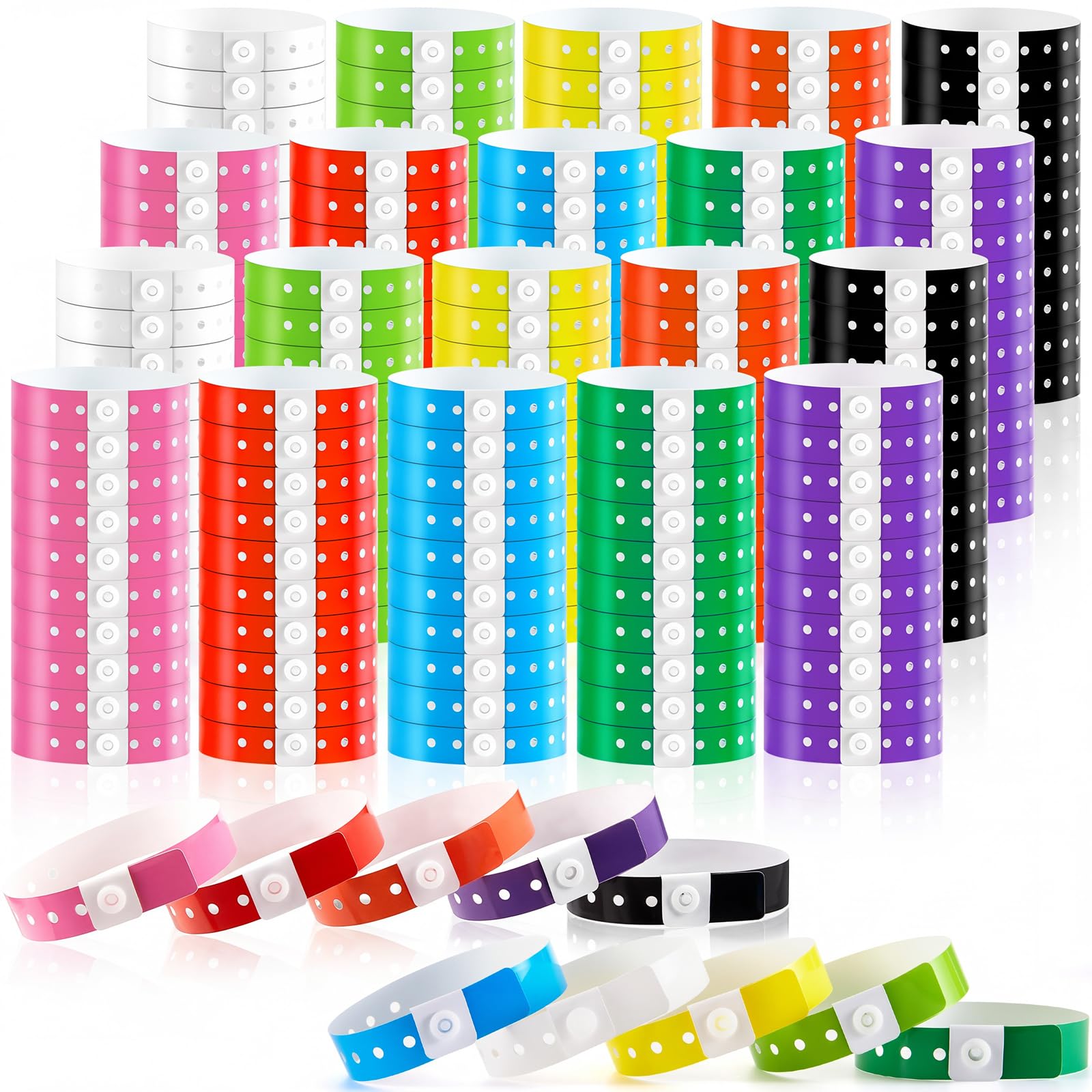 Henoyso 600 Pcs Plastic Wristbands for Events Vinyl,Multicolor