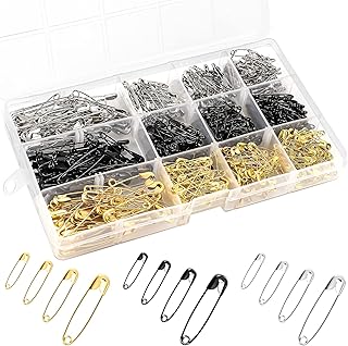 600 Pcs Safety Pins, Safety Pins for Clothes 4 Sizes Safety Pins Assorted Strong Safety Pins with Storage Box for Clothes, Sewing, Pinning, Crafts