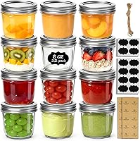 Vista 20 de ComSaf Minitarros mason, 4 onzas, 16 frascos de boca regular con tapas y bandas de sellado, pequeño, de vidrio, para especias, mermelada, miel
