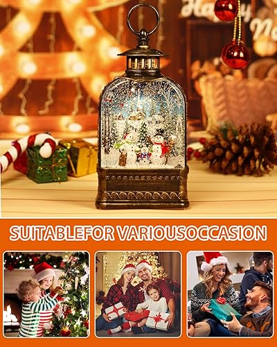 Miniatura 23 de Globos de nieve de Navidad, Papá Noel, linterna musical iluminada con temporizador de 6 horas, globo de nieve brillante con 3 ajustes