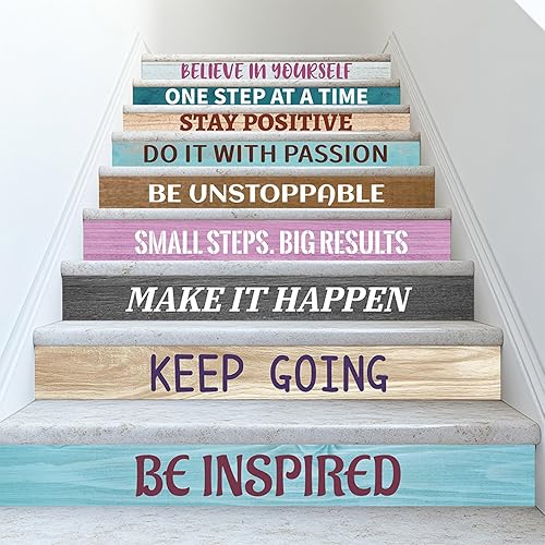 Miniatura 14 de PLIGREAT 15 tiras de calcomanías de Navidad para escaleras, despegar y pegar pájaros, árbol de Navidad, calcomanías para escalones de 7.1 x 39 Rojo,