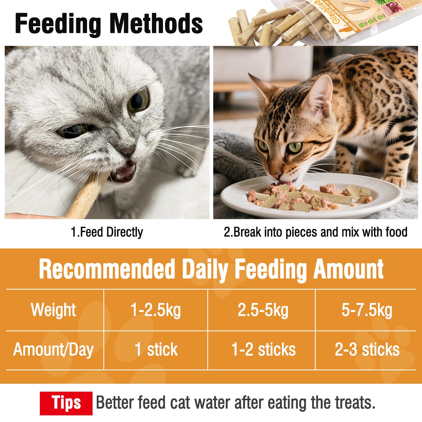 100g Bâtonnets à Mâcher Lyophilisés pour Chats - Friandises Dentaires Bâtons Molaires pour Chat pour Haleine Fraîche et Réduction du Tartre