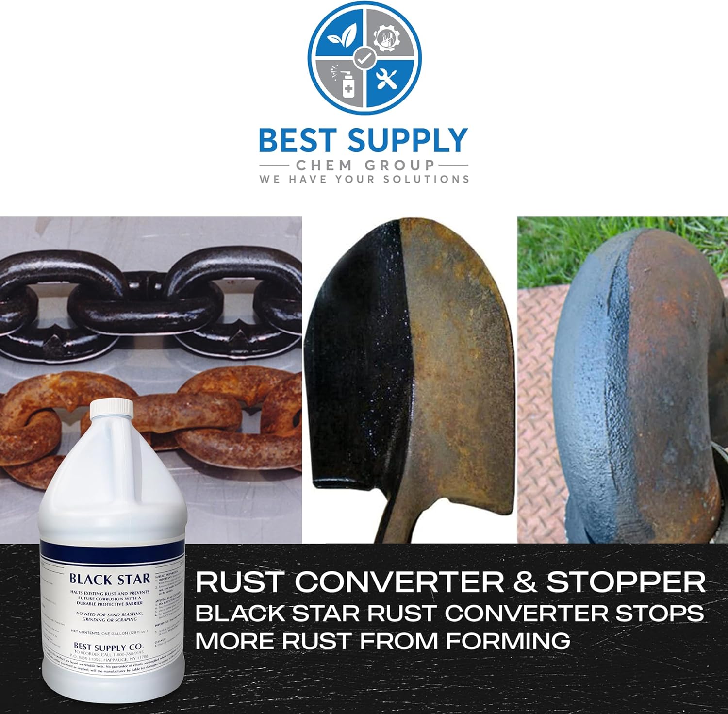 BLACK STAR MRO Chem Rust Converter - Converts Rust on Any Steel Surface - 1 Gallon