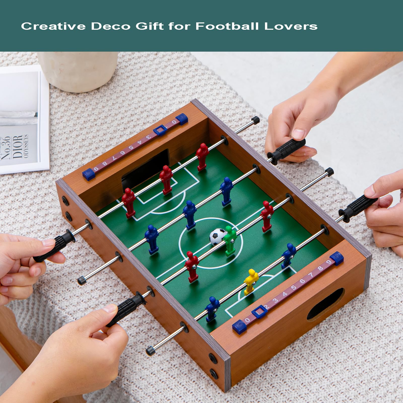 Mini baby-foot pour nuit en famille, cadeau créatif pour les amateurs de football, jeu de table en bois pour les voyages, les fêtes