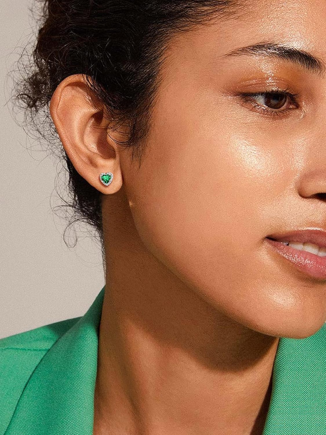 Suplight 925 Sterling Silver Birthstone Earrings Stud Round/Heart/Teardrop/Square Crystal Earrings for Women, Diamond Silver Earrings Dainty Gifts for Women Birthday Unique Minimalist Jewelry