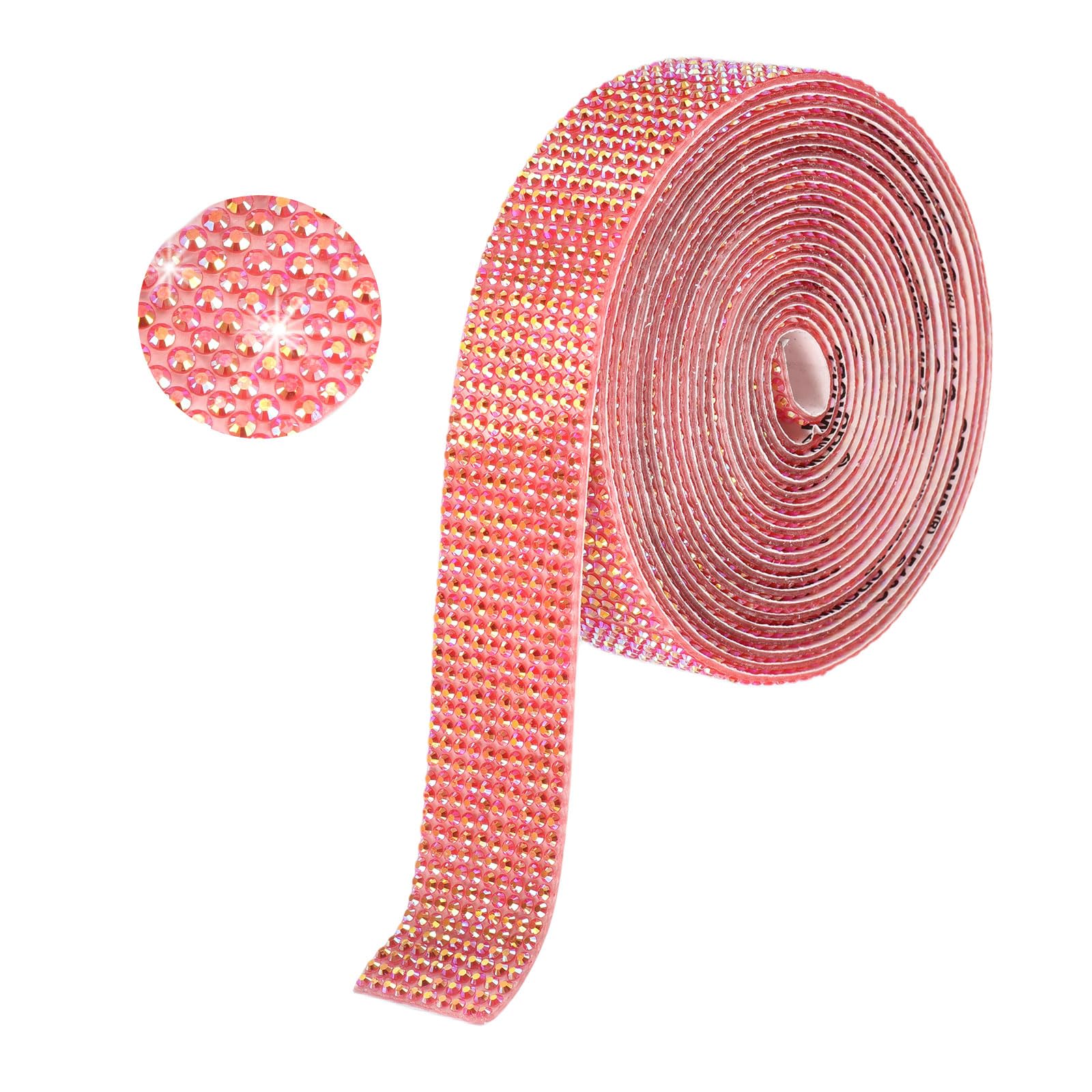 sourcing map Rhinestone Strips,3 Yard 20mm Adhesive Rhinestone Ribbon Bling Rhinestone Tape for for DIY Crafts, Party Car Phone Decorations, Red AB