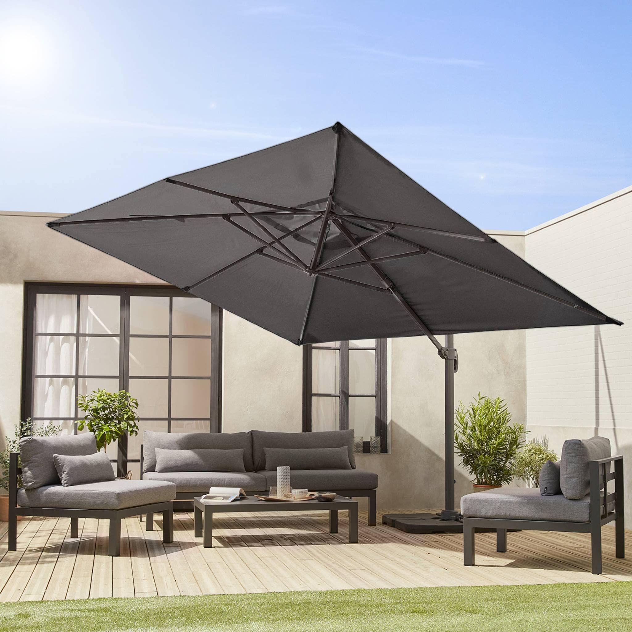 Sonnenschirm Eris Mit Seitenarm – 3 M Durchmesser, Polyester Plane, Für Garten & Terrasse