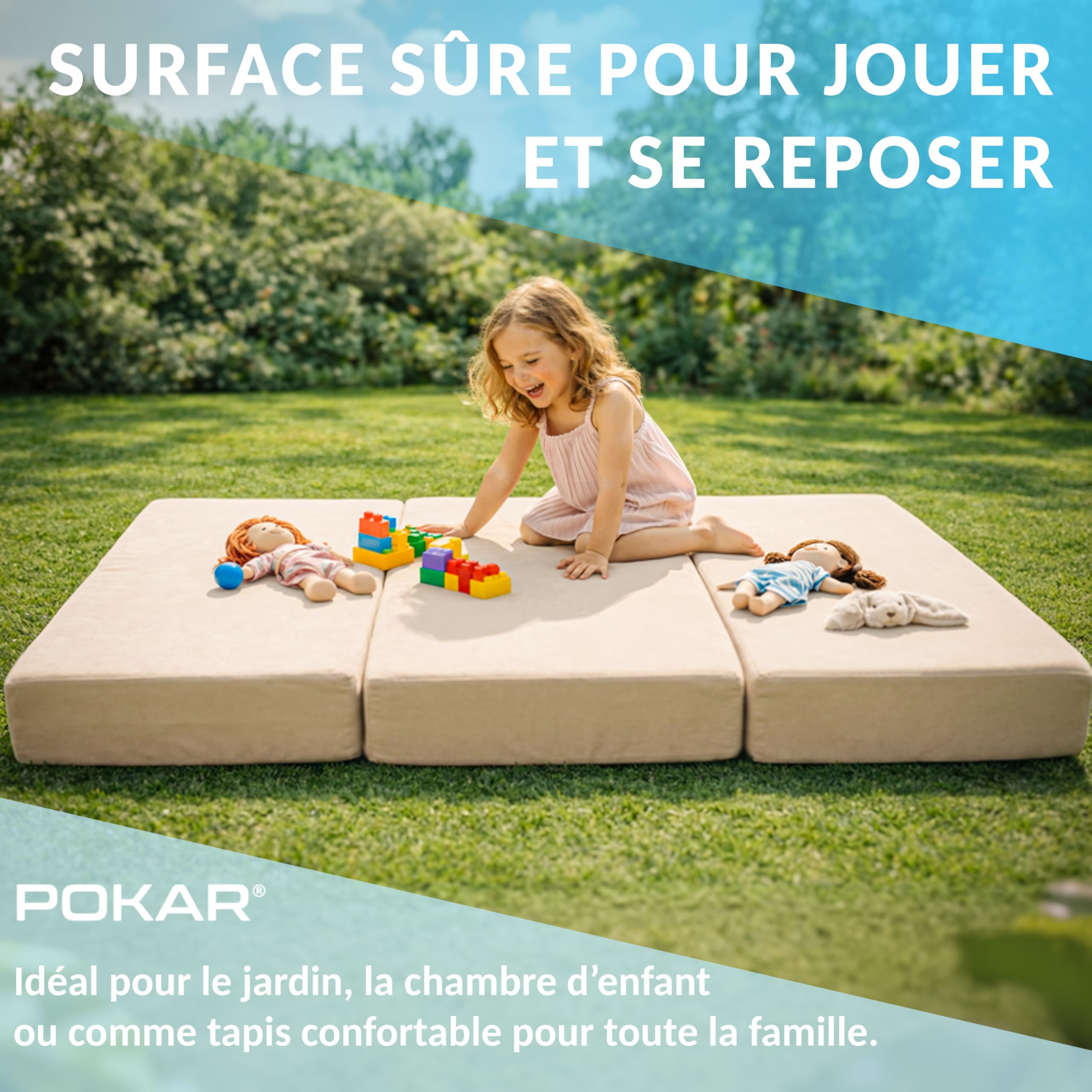 POKAR Matelas Pliable 80x195x15 cm | Matelas Pliant en 3 Parties | Matelas d'Appoint pour Invités et Camping | Matelas en Mousse Extra Épais, Housse Amovible | Oeko-TEX | Fabriqué en UE | Gris