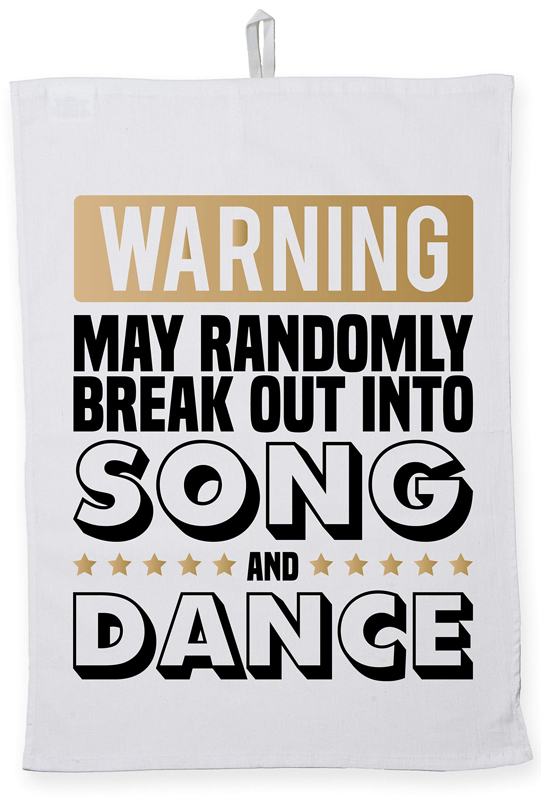 Hippowarehouse Warning May Randomly Break Out Into Song and Dance Tea Towel Eco Printed Dish Cloth Kitchen accessory 50cmx70cm 100% Cotton