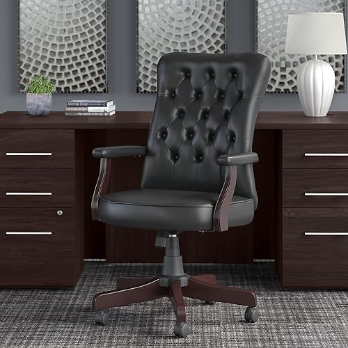 Miniatura 2 de Bush Business Furniture Office 500 - Silla de escritorio con respaldo alto y brazos en cuero negro