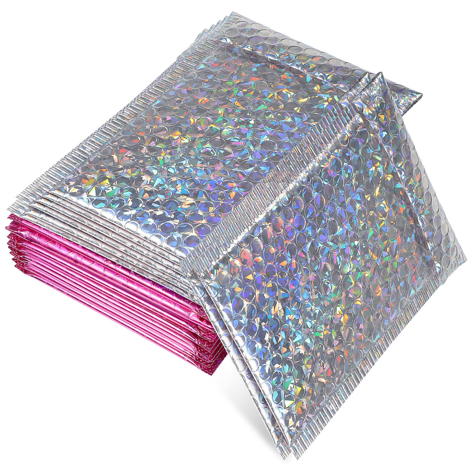 ULTECHNOVO 16 Pieces Holographic Bubble Mailers — Padded Mailer Holographic Bubble Mailers, Padded Envelopes, Self Sealing Cushion Envelopes, Holographic Envelopes for Mailing and Packing