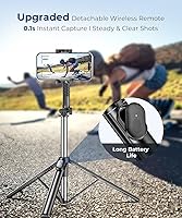 Vista 3 de Trípode de Viaje para Selfie de 67 Pulgadas, Trípode Extensible para iPhone con Control Remoto Inalámbrico y Soporte para Teléfono, Soporte