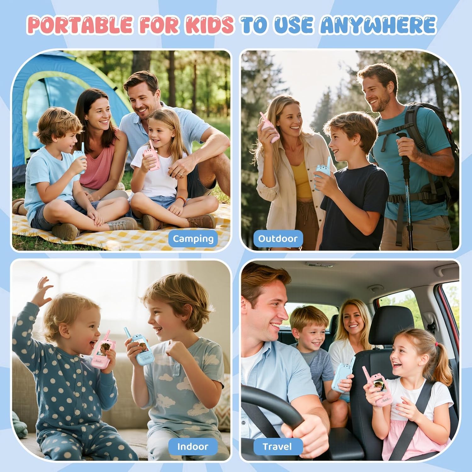 Felly Video Walkie Talkies 2 Piezas, con Videollamada y Cambiador de Voz, Walkie-Talkies Tiempo Real y Portátil, Juguete Recargable de Largo Alcance, Regalos para el Día del Niño de 3-12 Años