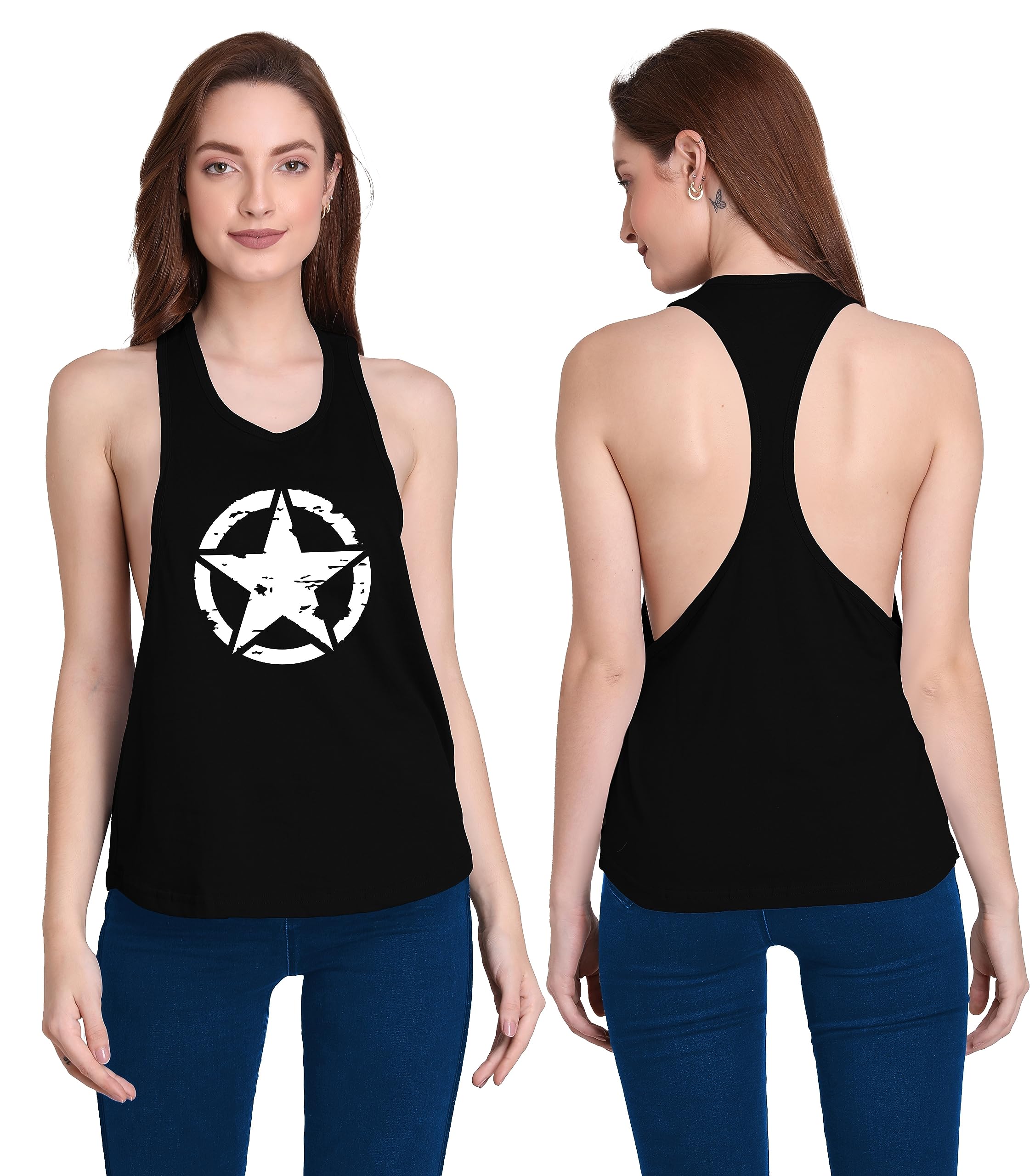 the blazze Women's Cotton Printed Sports Boxing Tank Sleeveless Racerback Quick Dry Fit Active Wear Muscle Tank Top-picture-37