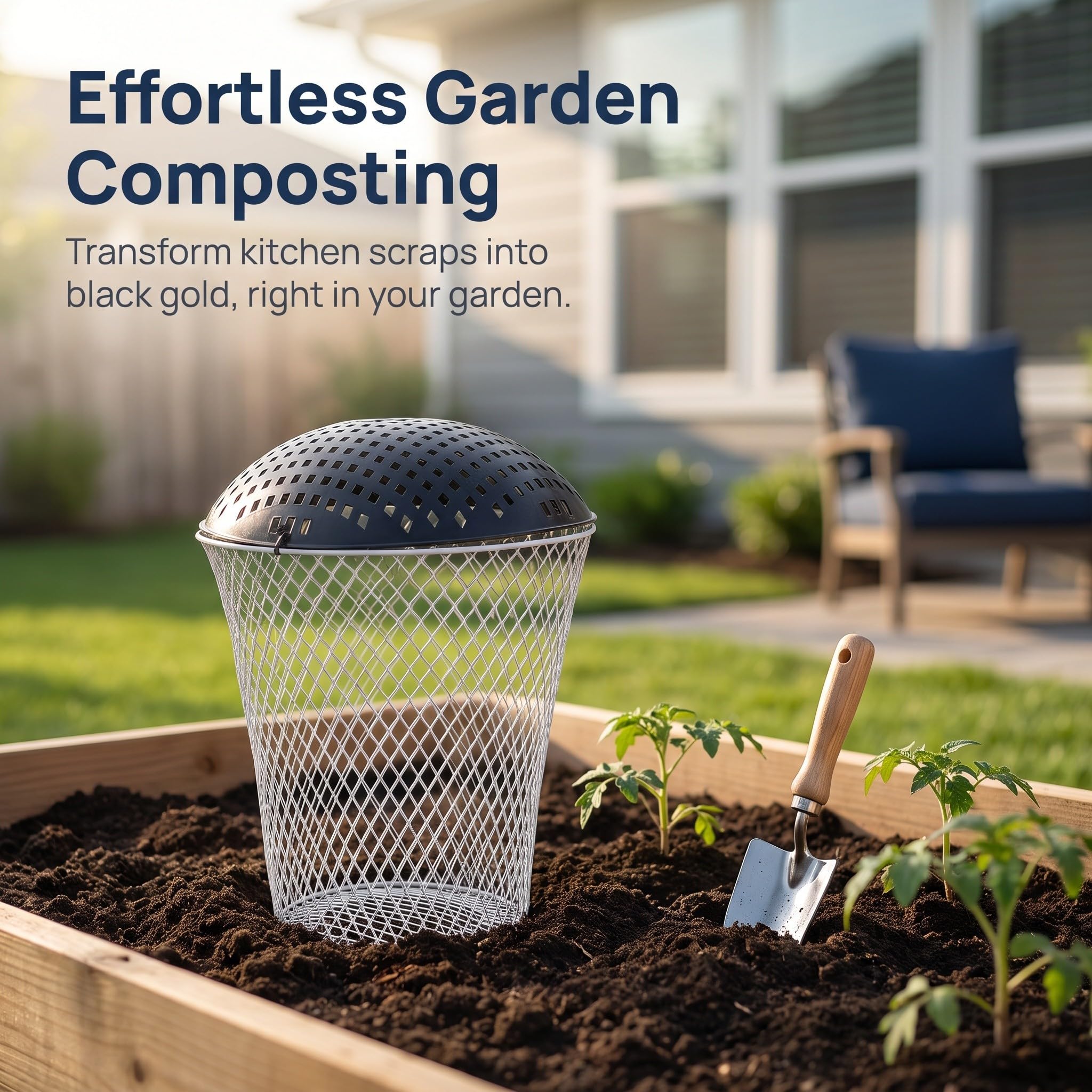 Compostador Subterráneo para Lombrices Ventilado de Metal Blanco