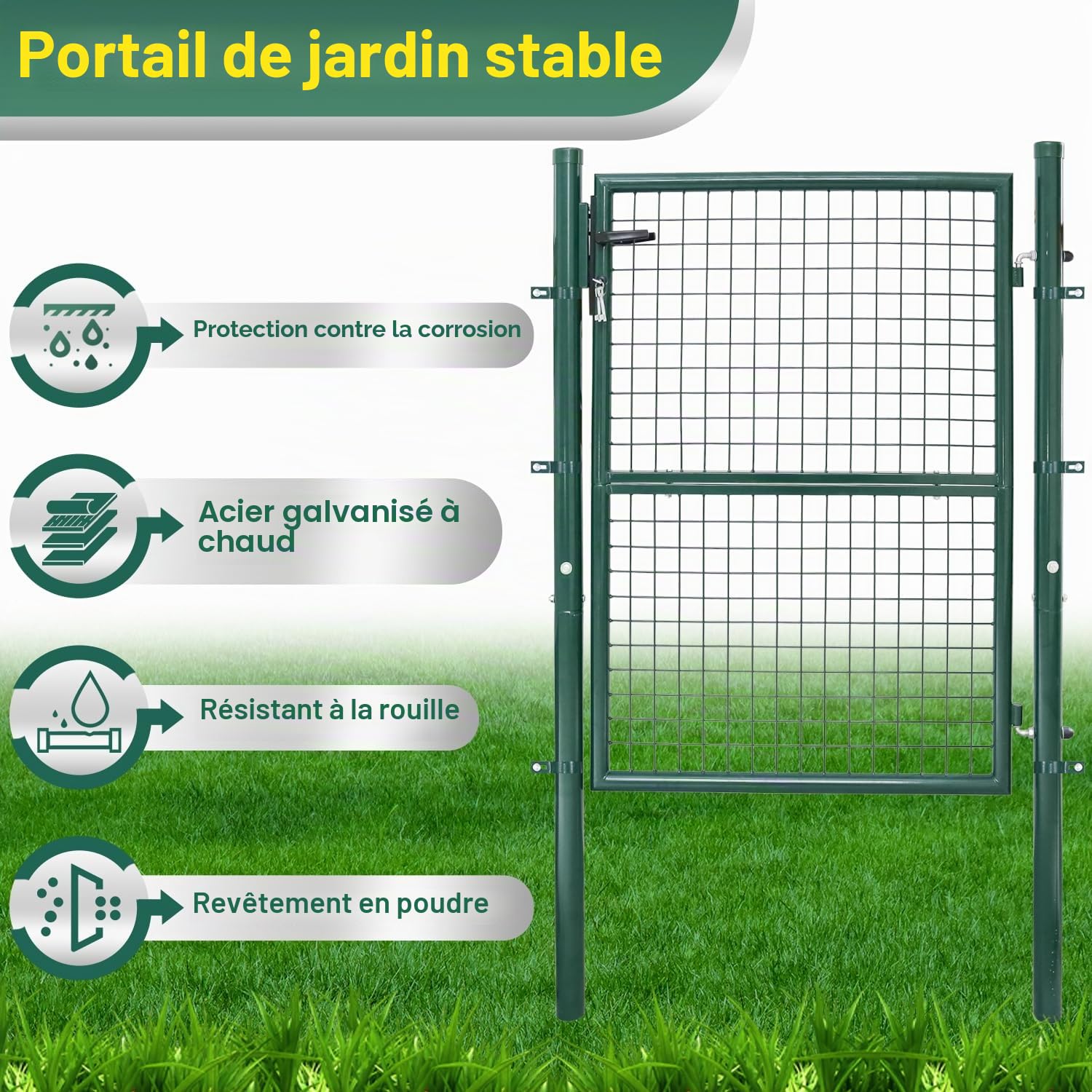 Porte de Jardin Verte avec Serrure 100 x 100 cm