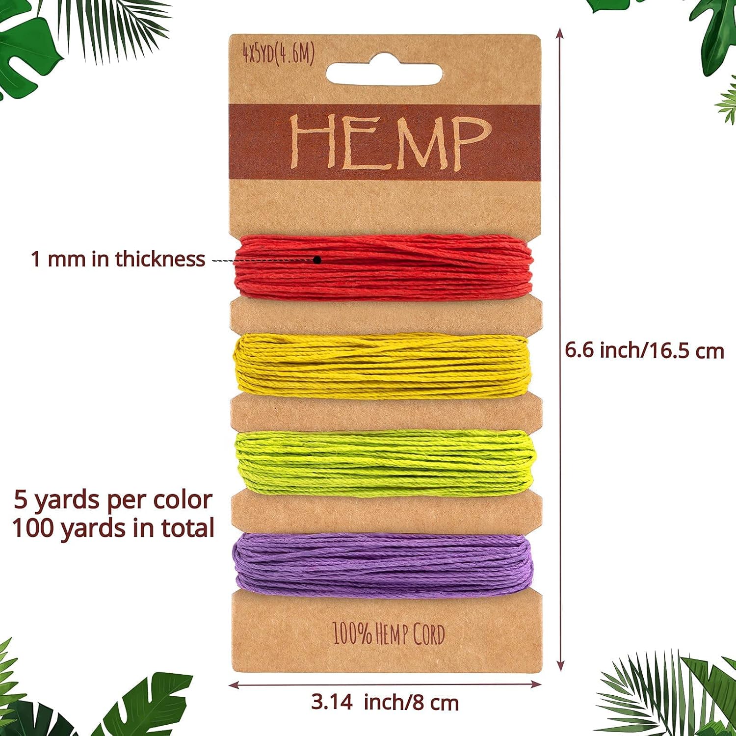 Hemp Cord, 20 Colors Thread Cord for Jewelry Making, 1mm Natural Hemp String for Bracelet Making, 100 Yards Twine Cord Rope String for Handmade Craft Keychains Making Accessories - Image 7