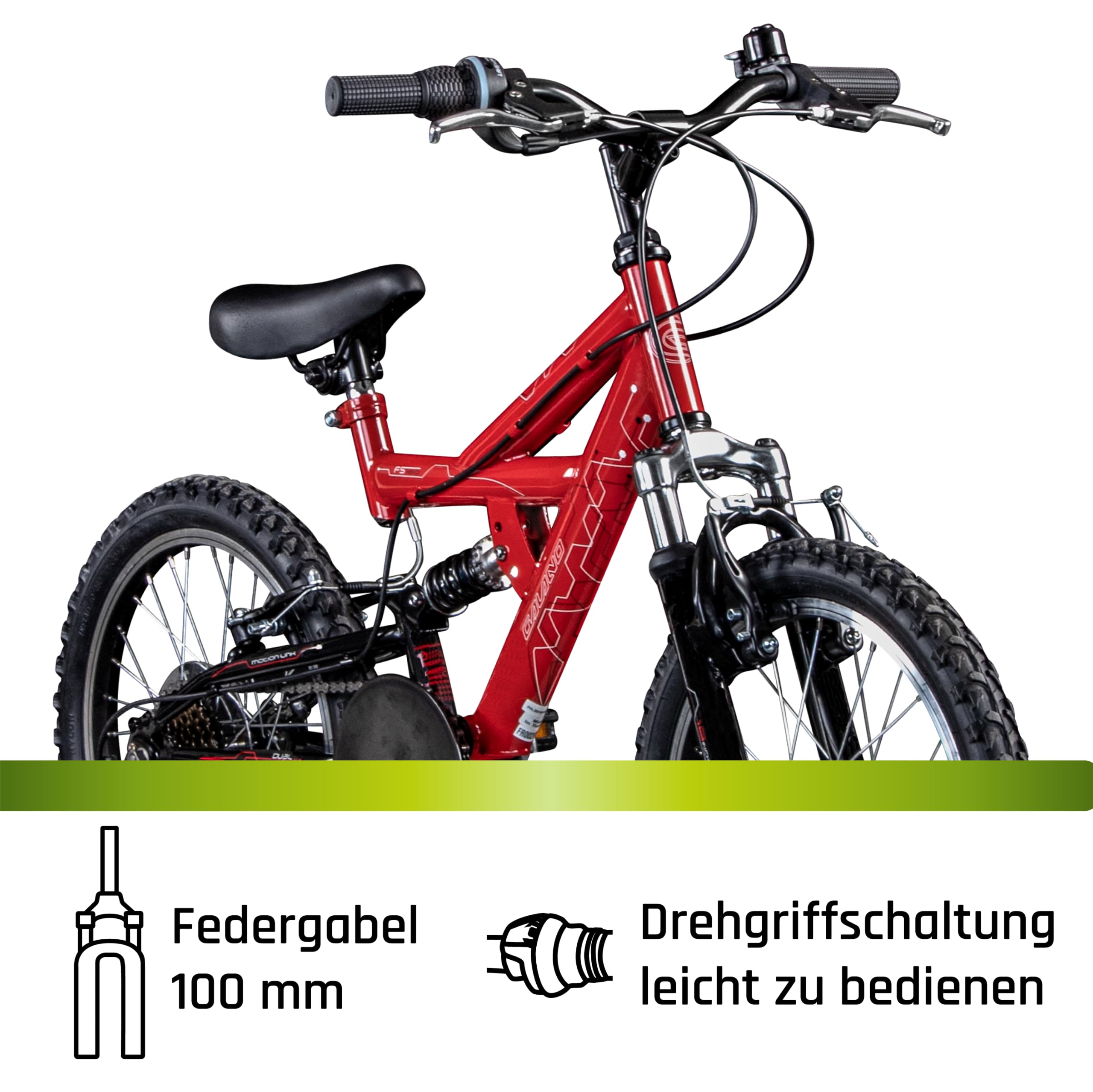 Galano FS180 Kinder Fahrrad ab 6 Jahre Mountainbike Fully ab 120 cm für Mädchen und Jungen, 20 Zoll, 6 Gang Schaltung, MTB Unisex Kinderrad mit V Brakes