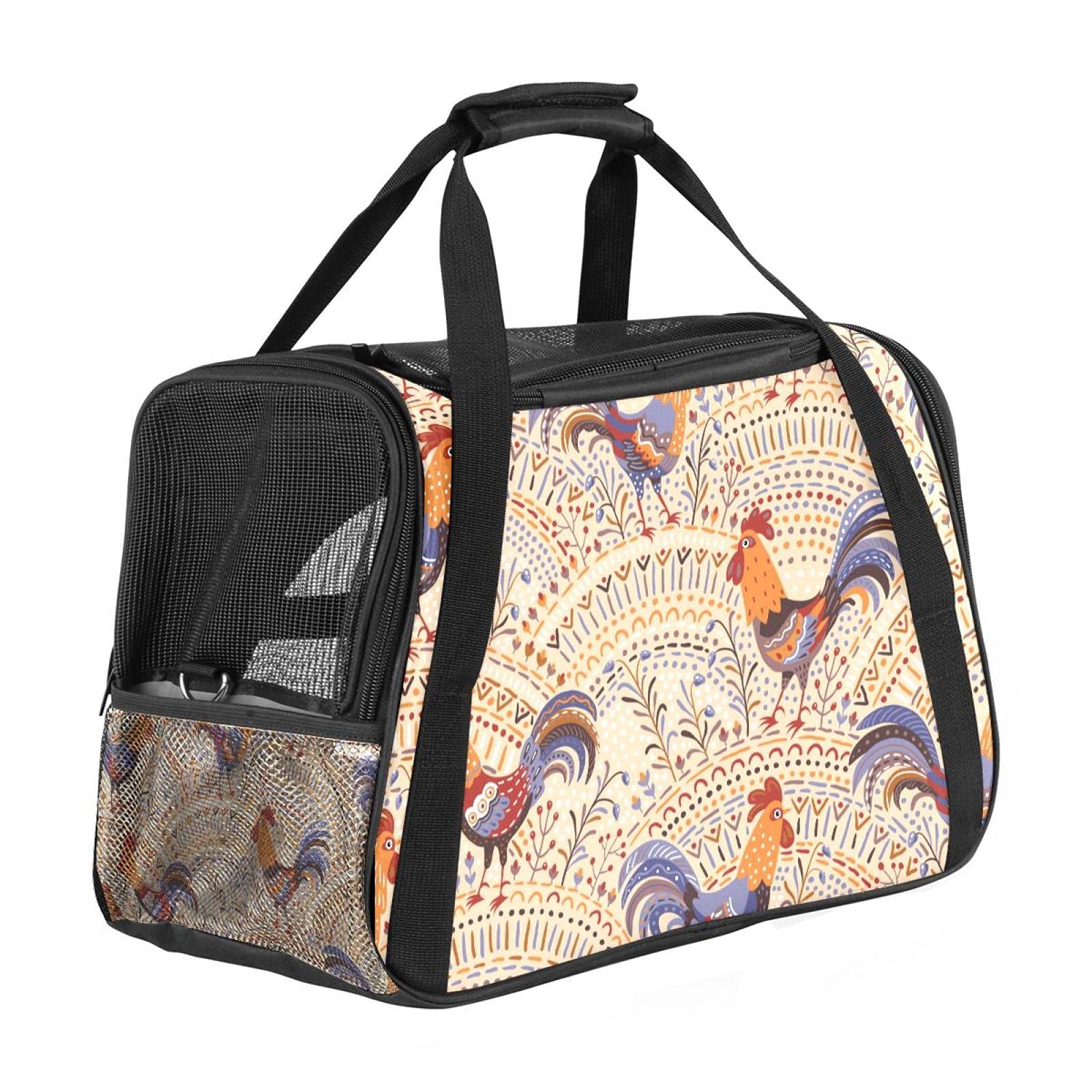 Sac de transport pour chat et chien avec imprimé coq approuvé avion