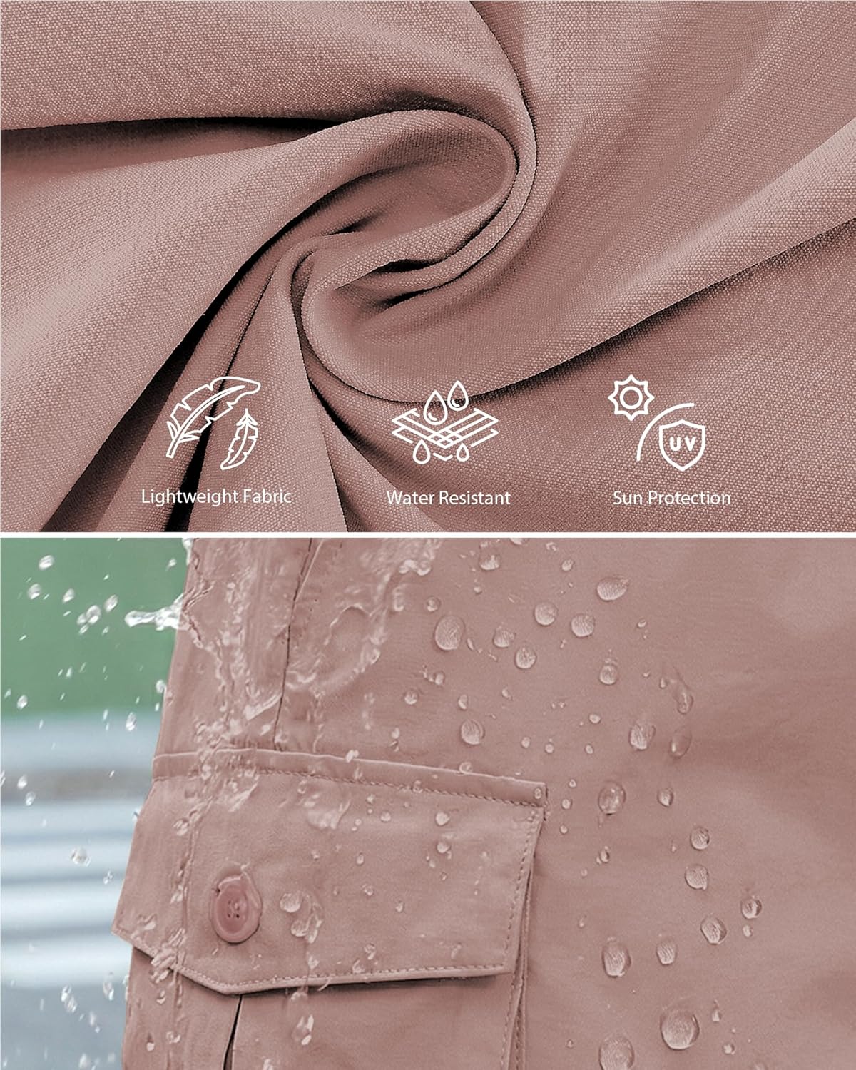 luvamia Hiking Shorts for Women High Waisted Pull On Cargo Casual Golf Water Resistant 7 Inch Inseam Mid Thigh Shorts - Image 4