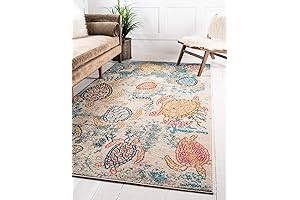 Unique Loom Positano Collection Coastal Modern Turtle Rug (5' x 8')