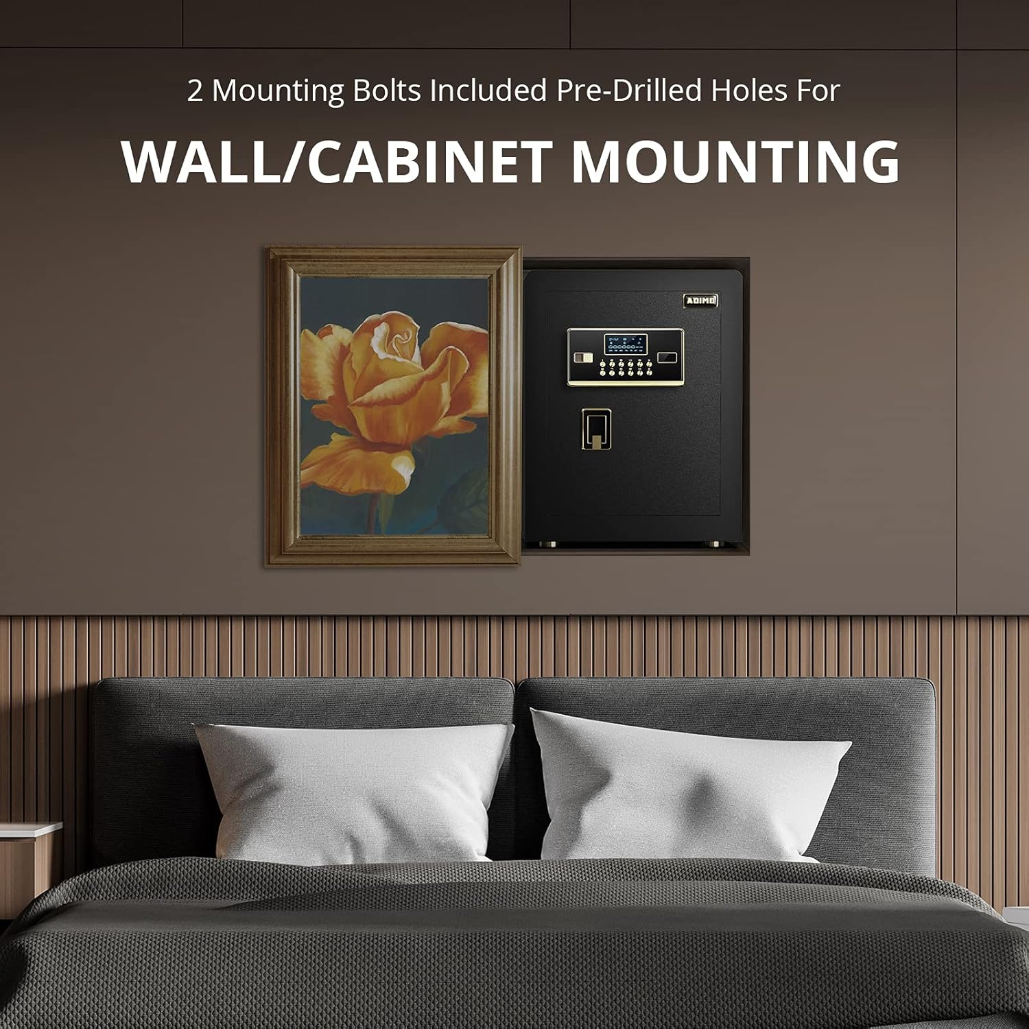 Safe Box, ADIMO 1.94 Cubic Feet Cabinet Safe with Digital Keypad Key Lock,Classic Security Safe with Triple Security System& Removable Shelf, Wall Mounted, Home and Office - - 