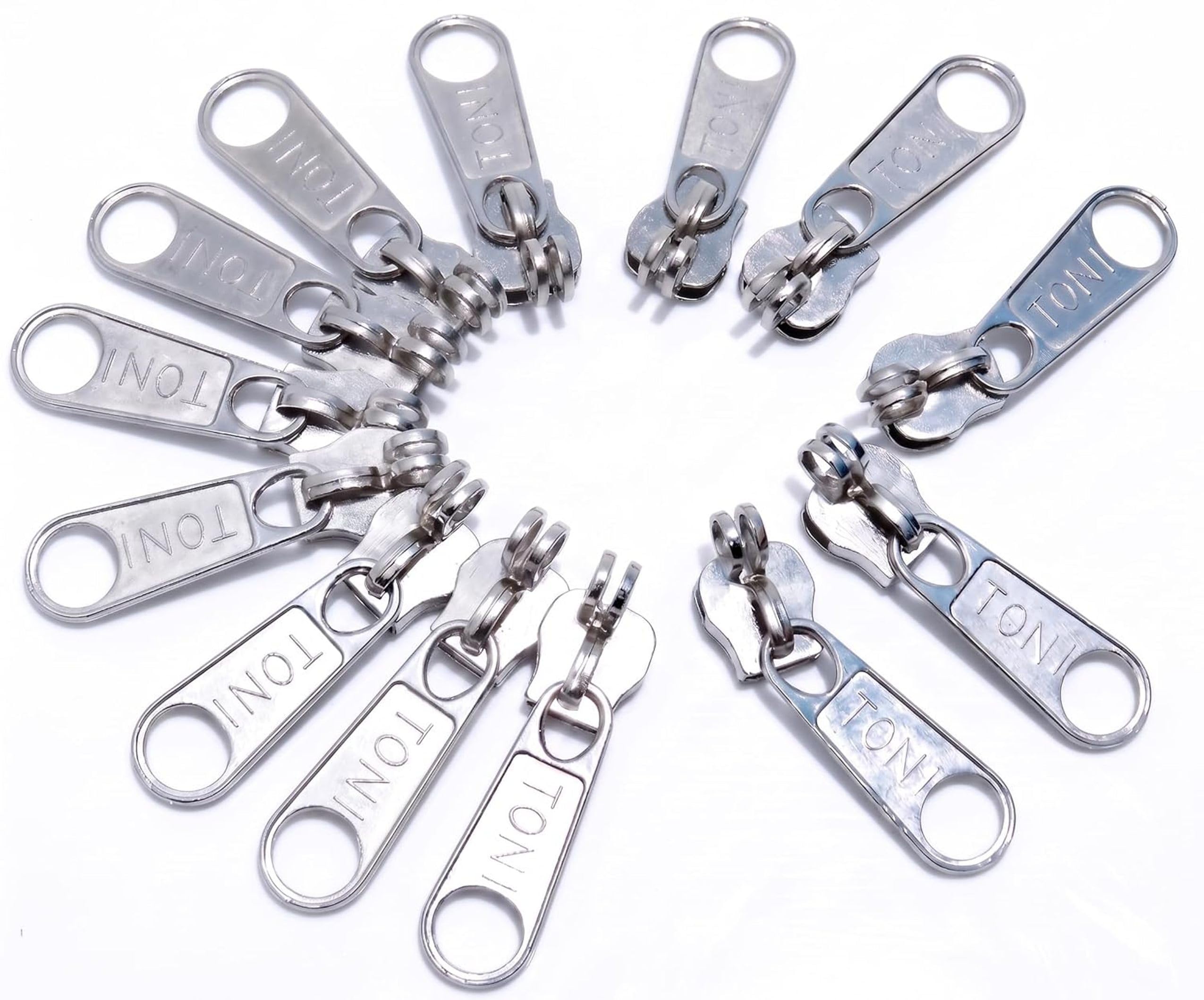 On Blow Steel Zip Slide Runners Combo Pack of 20 Pieces (Size 5 + 8) (Each 10 Pieces) Zipper Fasteners Pullers-image-24