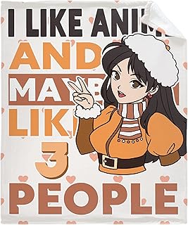 caimizogojocrz I Like Anime and Maybe Like 3 People Flannel Fleece Throw Blankets, Super Soft Cozy Lightweight Swaddle Blanket for Couch Chair Bed Sofa Office Teen or Nap Size 50
