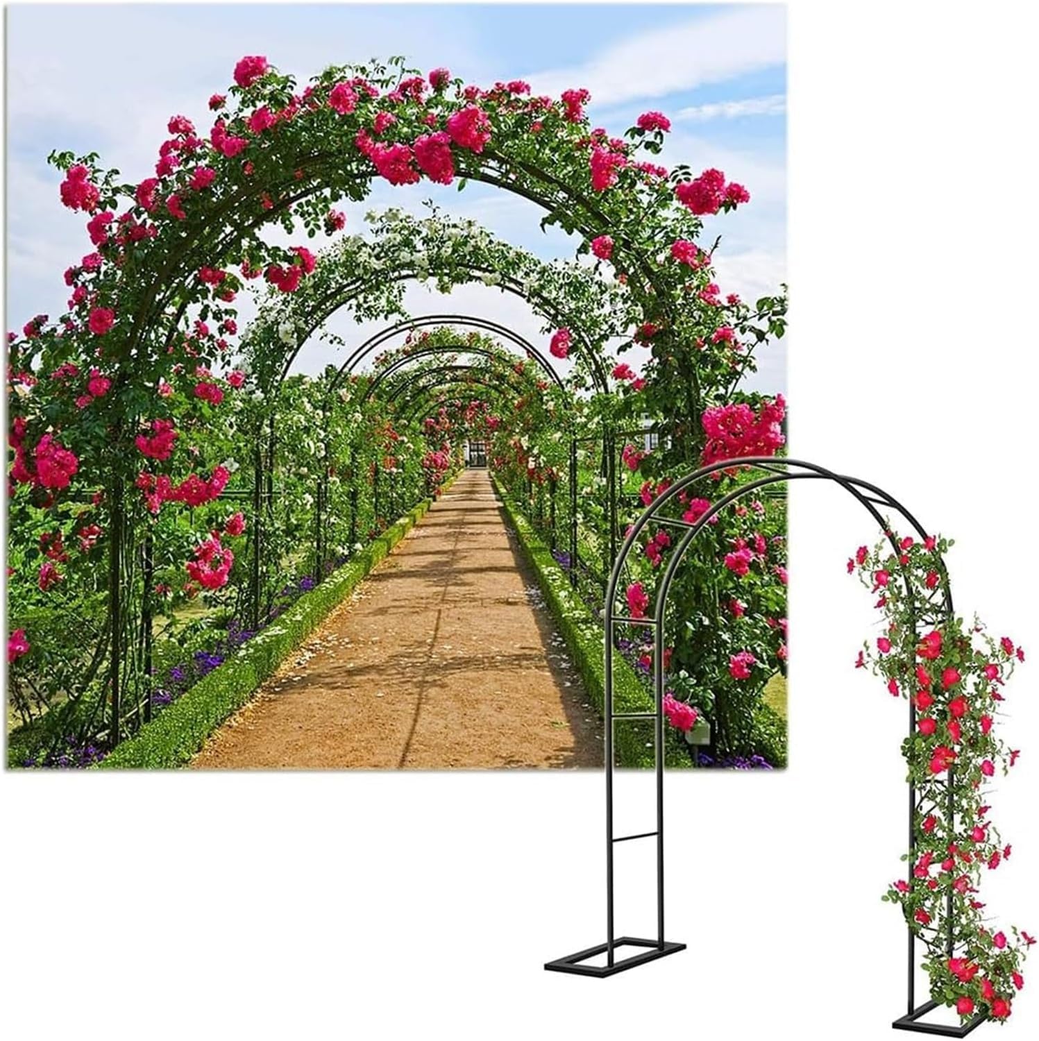Arche de jardin pour plantes grimpantes treillis métallique L3m x H2,2m