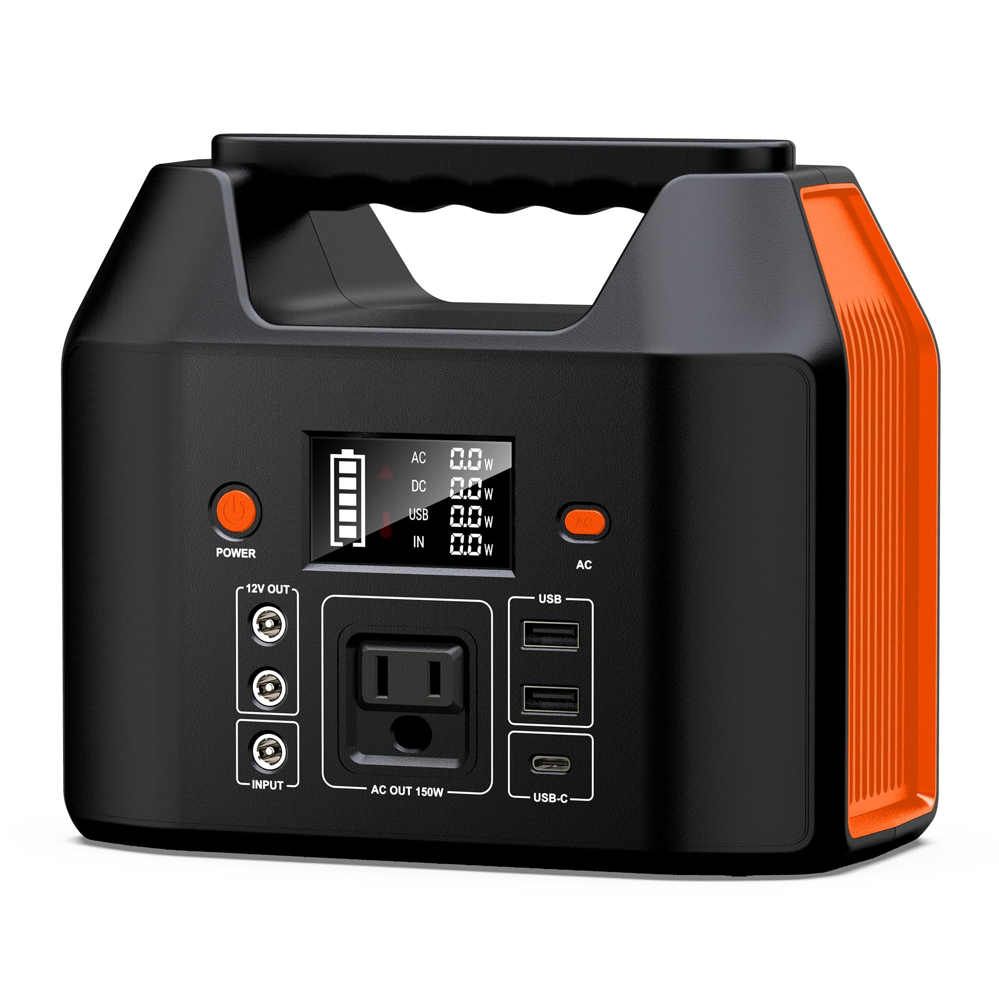 SinKeu 150W Power Bank Station 122 8Wh 38400mAh LiFePO4 Battery Solar Generator for Outdoor Camping Traveling Emergencies-Orange