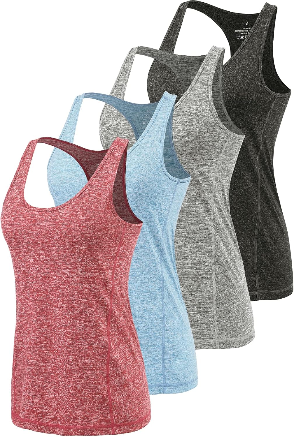 Air Curvey Workout Tank Tops for Women Yoga Racerback Tanks Athletic Quick Dry Activewear 4 Pack