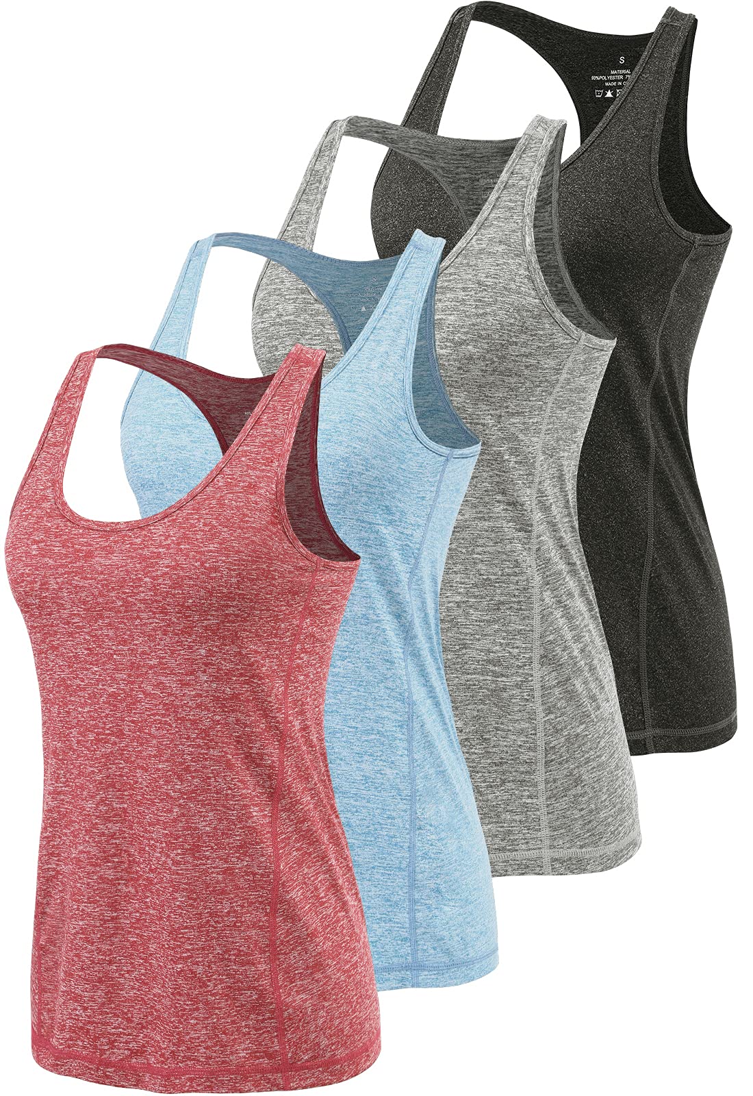 Air Curvey Workout Tank Tops for Women Yoga Racerback Tanks Athletic Quick Dry Activewear 4 Pack