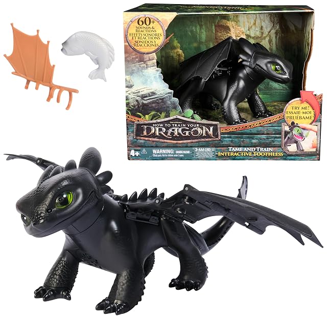 DreamWorks Dragons - Figura Dragón Desdentao Interactivo: Doma y Entrena de Cómo Entrenar a tu Dragón, + de…