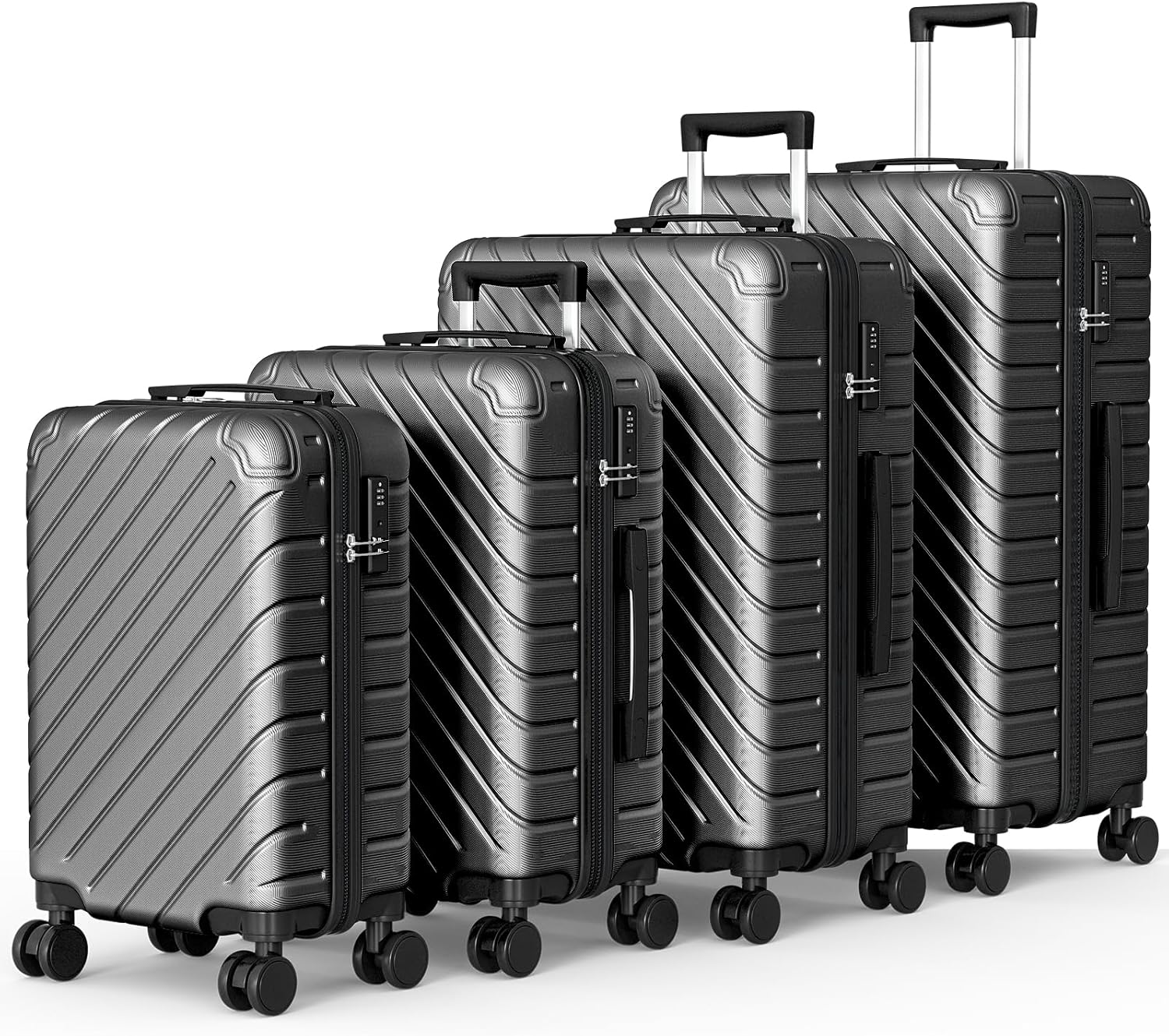 Apelila 4 Piece Hardshell Luggage Set - Lightweight Hardside Suitcase with Spinner Wheels for Family Travel (18"/20"/24"/28")