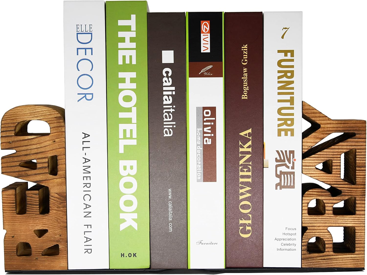 OwlGift Rustic Burnt Wood Read & Pray Block Word Bookends, Unique Appearance Design, Home Office Decorative Book Stand, 1 Pair