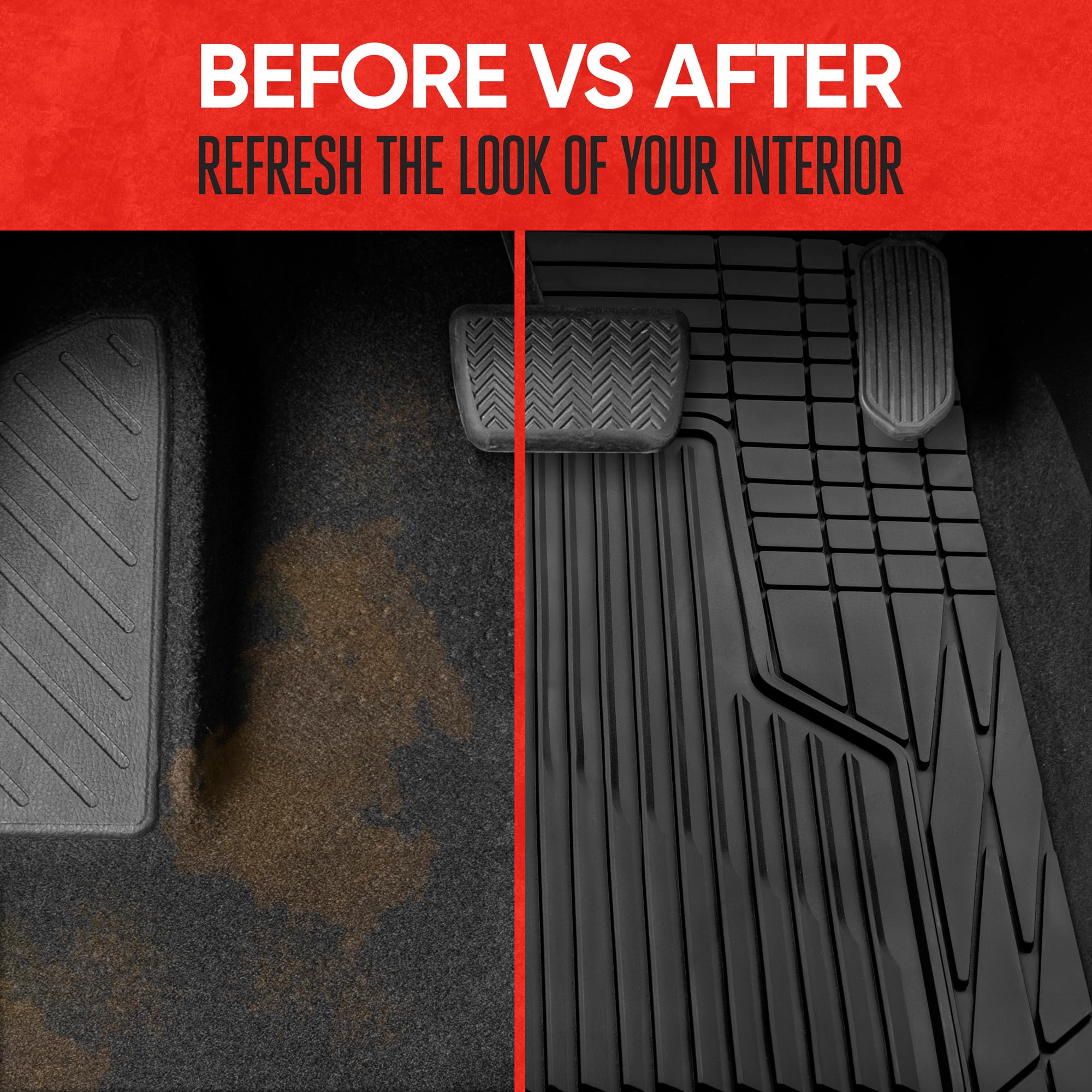 Motor Trend AdventureMax Car Floor Mats Full Set - Durable Rubber Floor Mats for Cars with Debris Capture — view 3