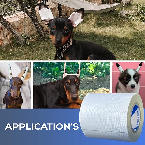 Miniatura 6 de PETTIST Cinta adhesiva para los oídos para perros, paquete de 2 con limpiador de orejas de perro, cinta de algodón autoadhesiva para protección y