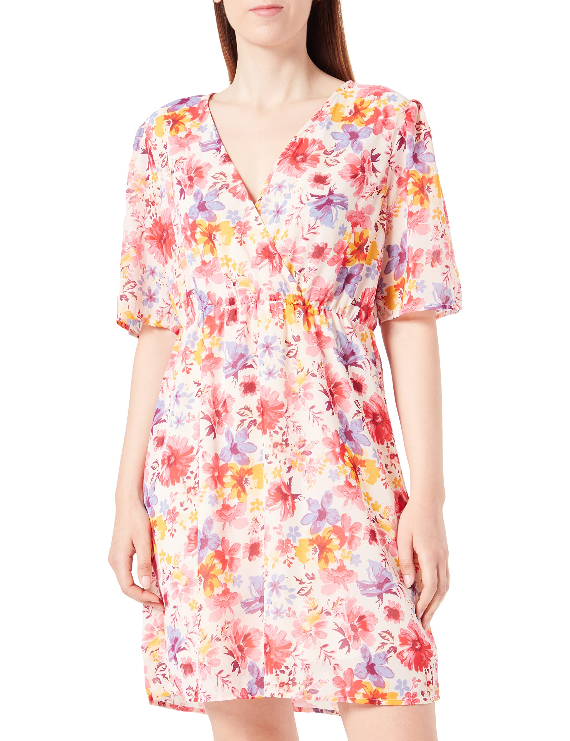 ONLY Women's Onlstar Life Fia S/S Dress Cs Ptm Summer Dress, Camellia Rose/AOP:Star Summer Flowers, S