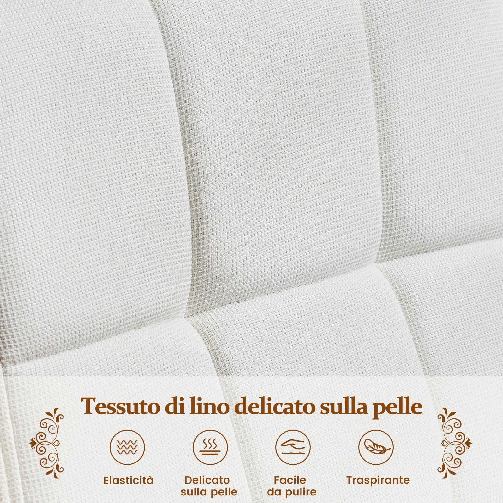 Set di 4 Sedie da Pranzo, Sedia Imbottita Sala da Pranzo in Lino, Poltrone da Salotto con Gambe in Legno, Sedie da Cucina per Sala da Pranzo Cucina Soggiorno Camera da Letto, Beige