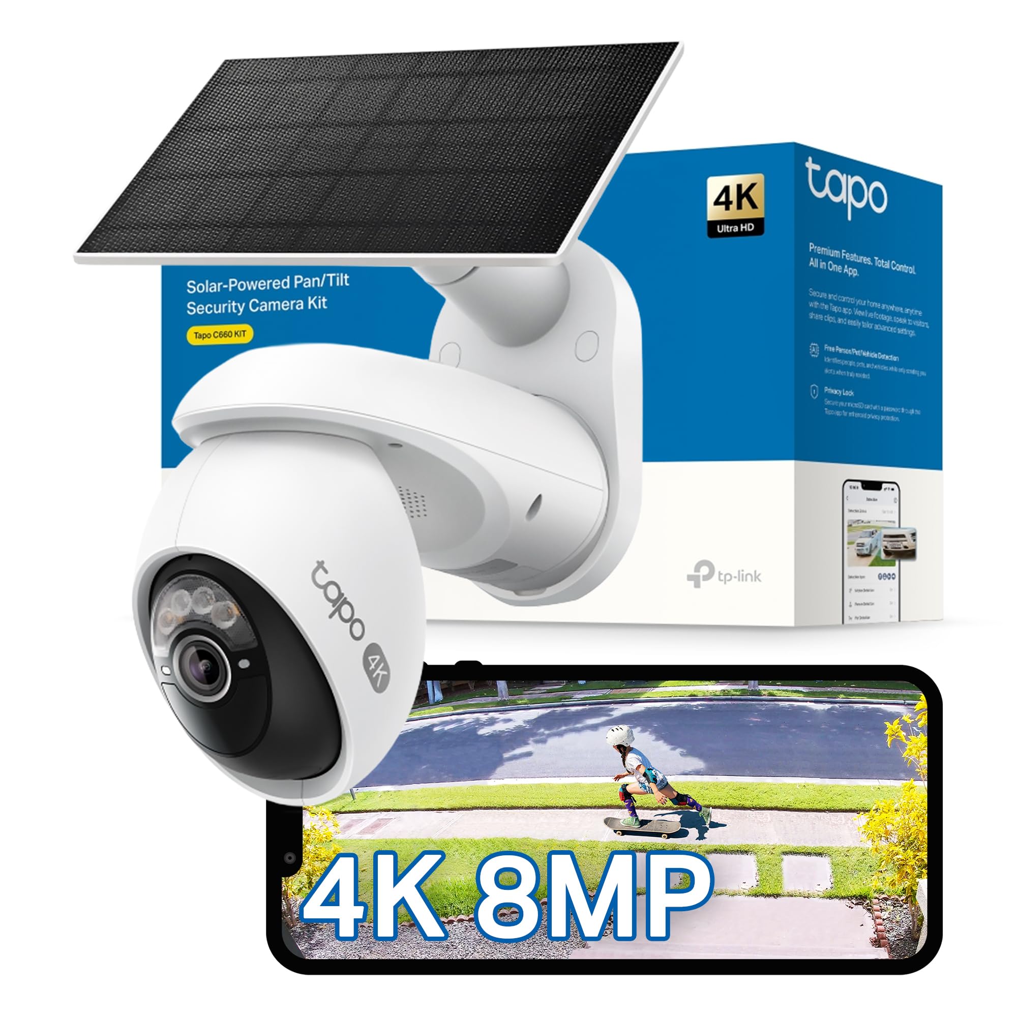 Tapo C660 KIT 4K 8MP Solar Pan/Tilt Outdoor Security Camera Wireless