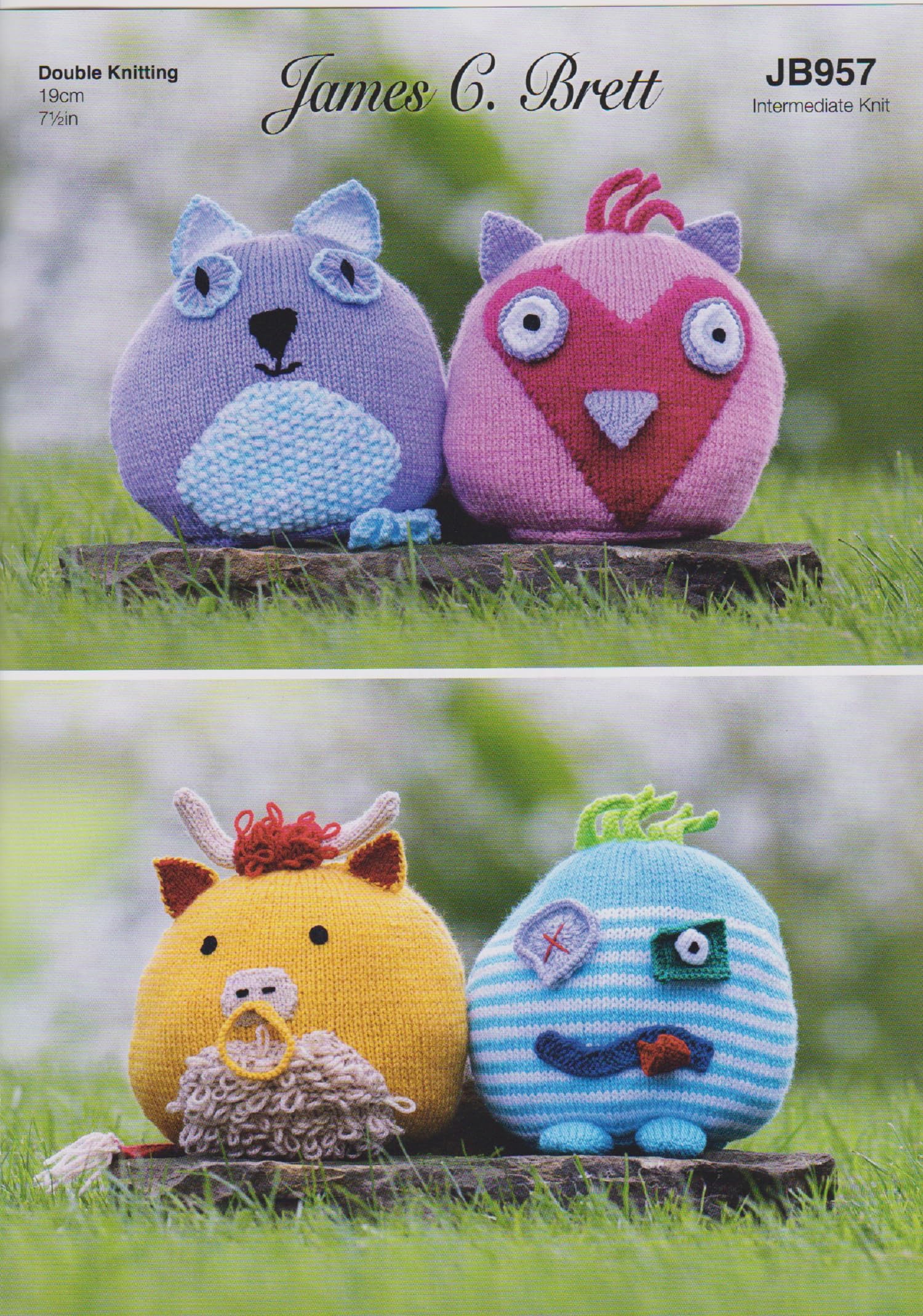 James Brett Double Knitting Pattern Kids Stuffed Toys Monster Owl Cat Cow JB957