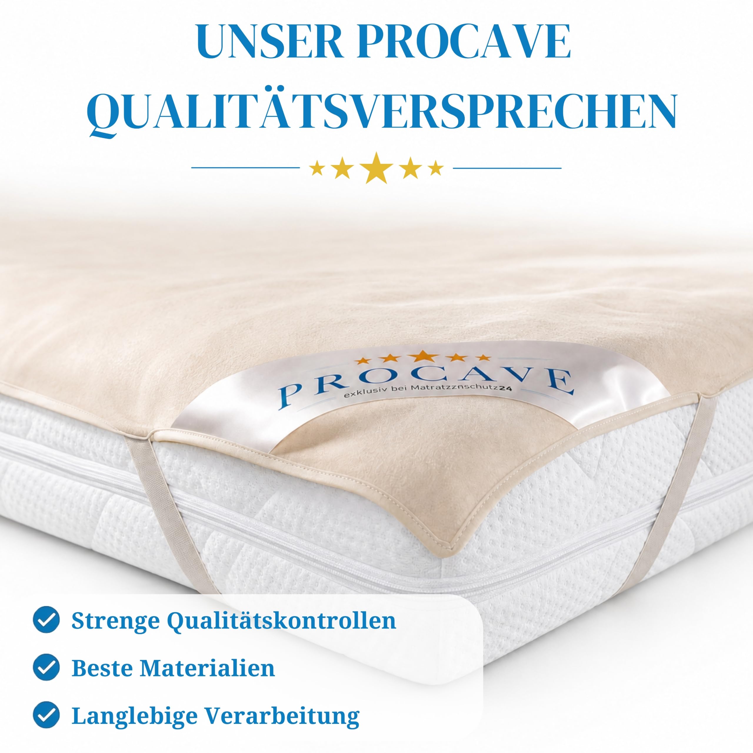 PROCAVE Nakładka na materac ze 100% bawełny, naturalny ochraniacz na materac, oddychający, wysokiej jakości nakładka Molton jako ochrona materaca, jakość premium, Made in Germany, 180 x 200 cm