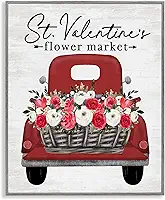 Stupell Industries Arte giclée emoldurada cinza do caminhão do mercado de flores de São Valentim, design por Lettered and Lined, 14 x 11