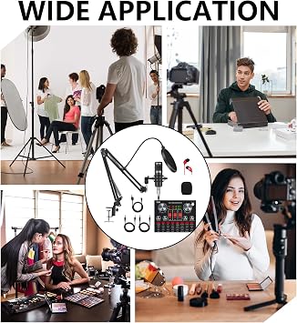 Podcast Microphone Bundle, Audio Interface With All-In-One Live Sound Card And BM-800 Tonor Microphone for Recording Broadcasting Live Streaming Youtube Tiktok