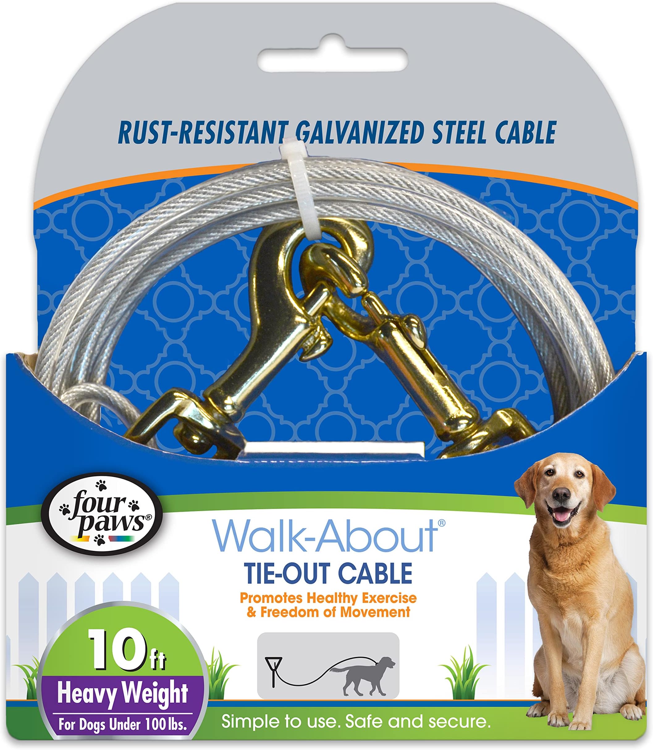 Heavy Weight Tie Out Cable Silver 10 Feet