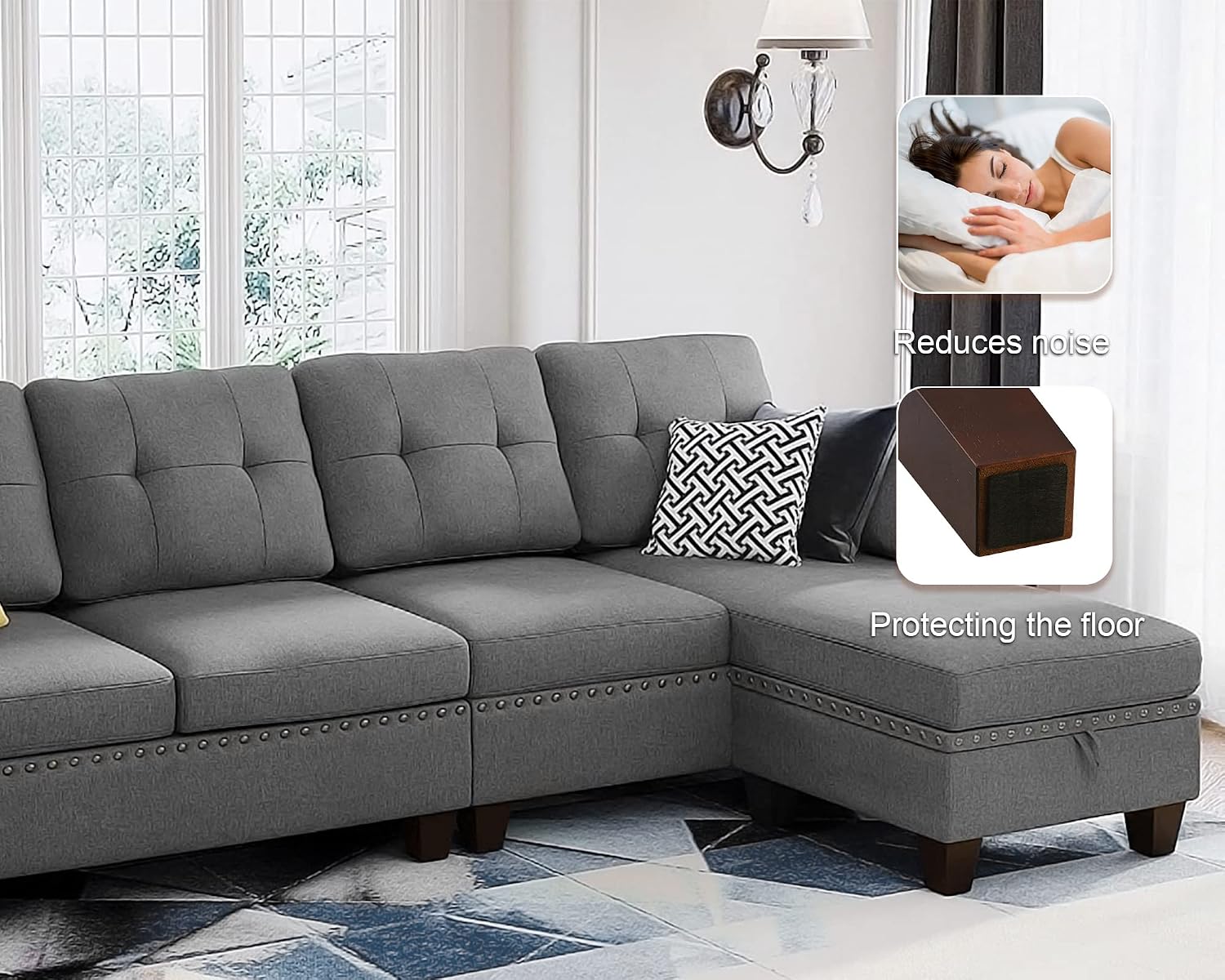 6 Inch Couch Legs for Furniture Set of 4, Square Wooden Furniture Legs | Solid Wood, Load-bearing, Easy to Install, Protect Floor, Wide Application, for Armchair, Night Stand, Drawer