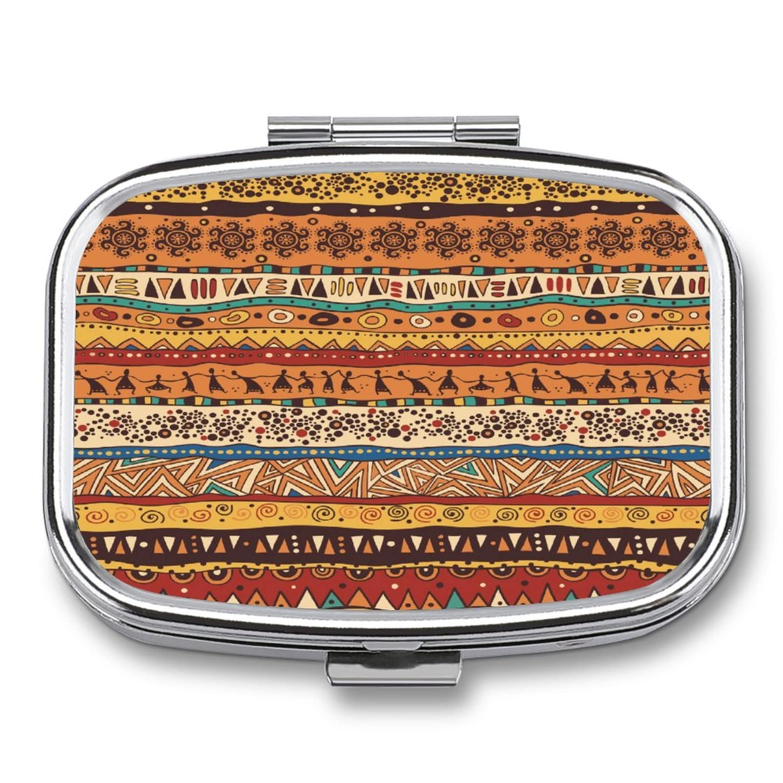 Pastillero De Bolsillo Patrón Africano Bohemio Pastillero Pastillero Portátil Y Caja De Almacenamiento De Vitaminas Para Regalos De Viaje De Bolsillo De Monedero