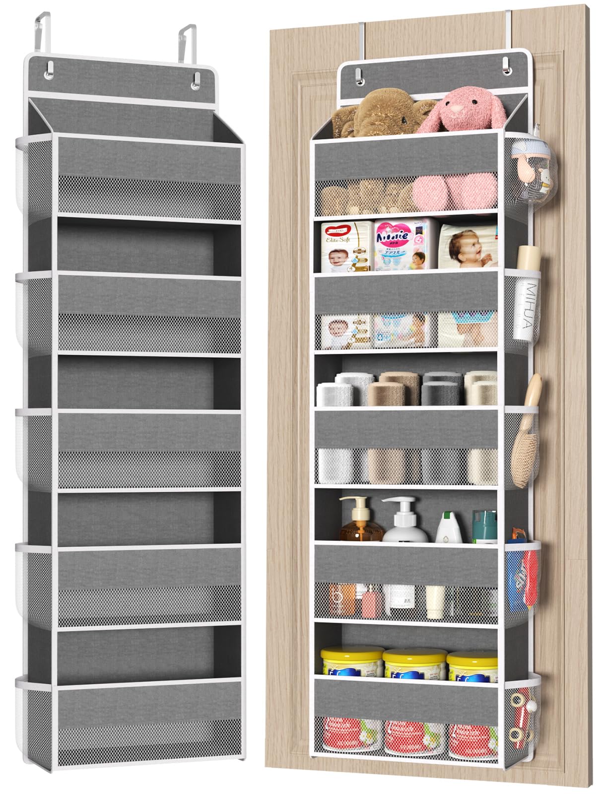 Organizer da appendere con 5 scomparti, organizer per porta, contenitore da appendere, organizer per mensole, per bagno e camera da letto (grigio) | Leroy Merlin