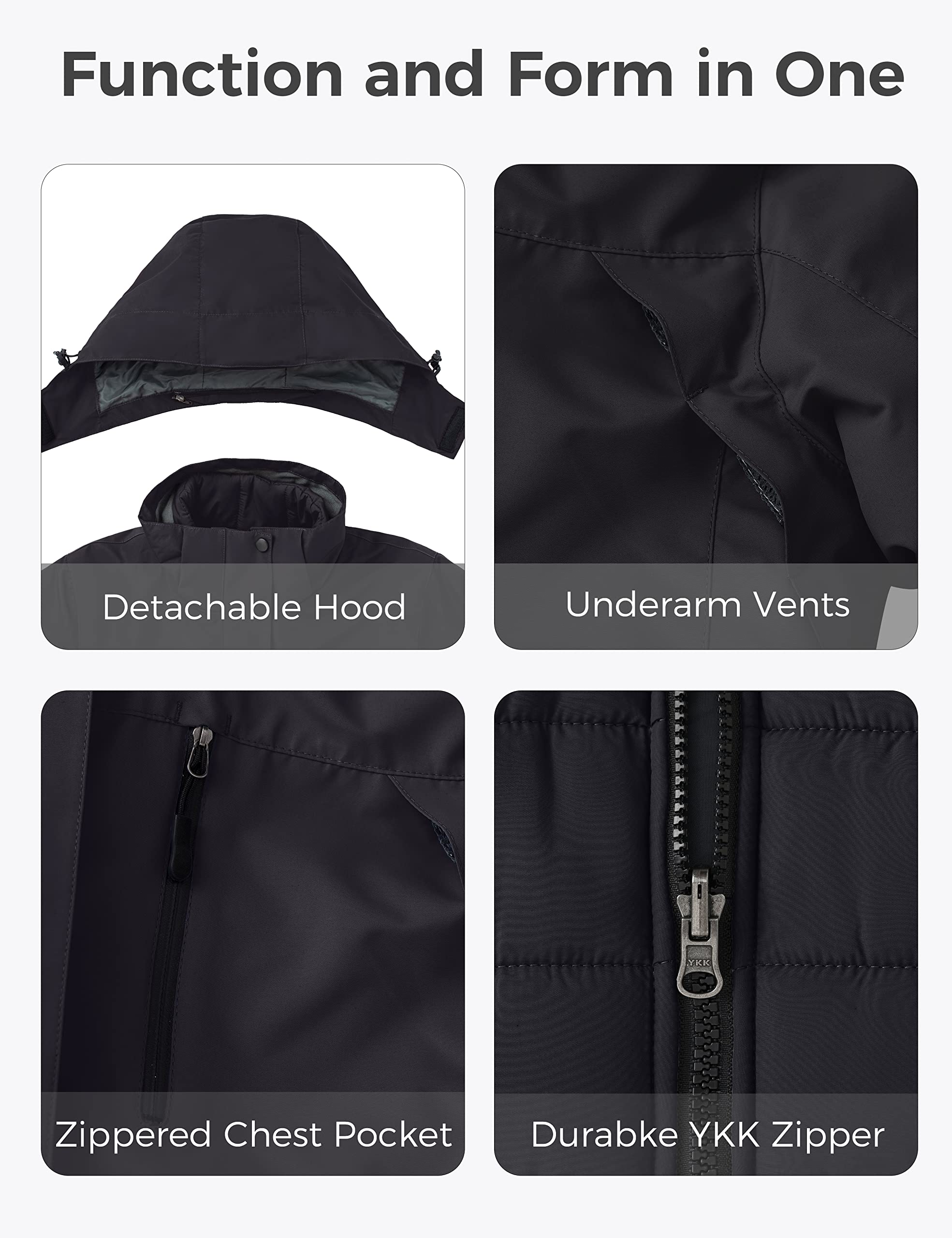 Wantdo Damen Warm Winter Jacke Abnehmbarer Innenschuh 3-in-1 Jacke wasserdichte Snowboardmäntel Kapuzen Windjacke